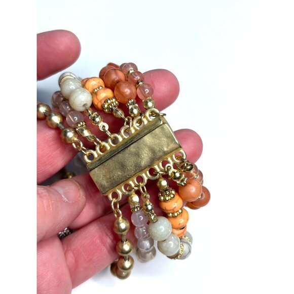 Chicos Multi-Strand Beaded Bracelet With Gold-Tone Accents & Coral Beads - Picture 5 of 10
